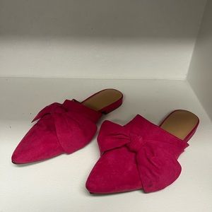 Pink bow top mules
